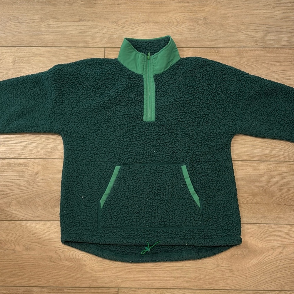 Mens Green Fleece quarter zip